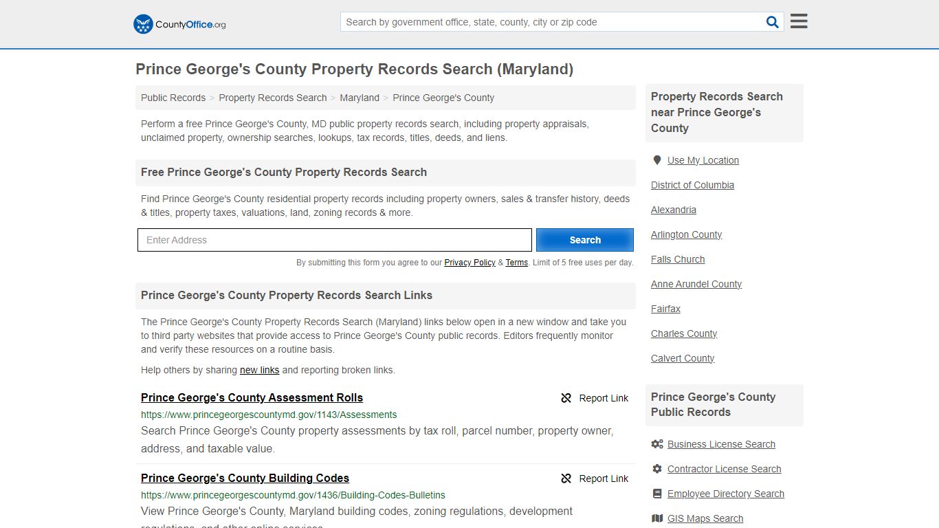 Prince George's County Property Records Search (Maryland)